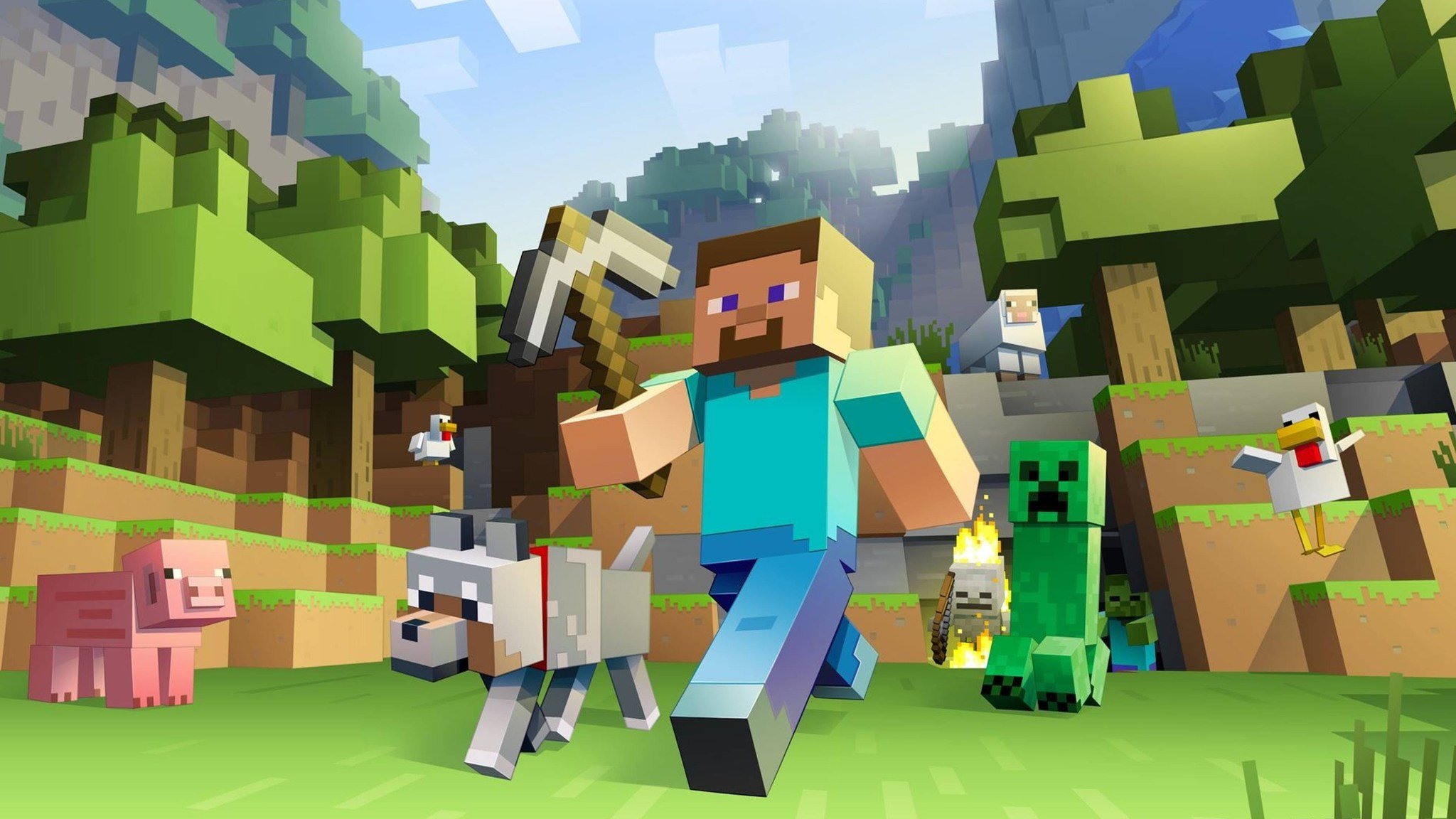 Image of the Minecraft main loading screen.